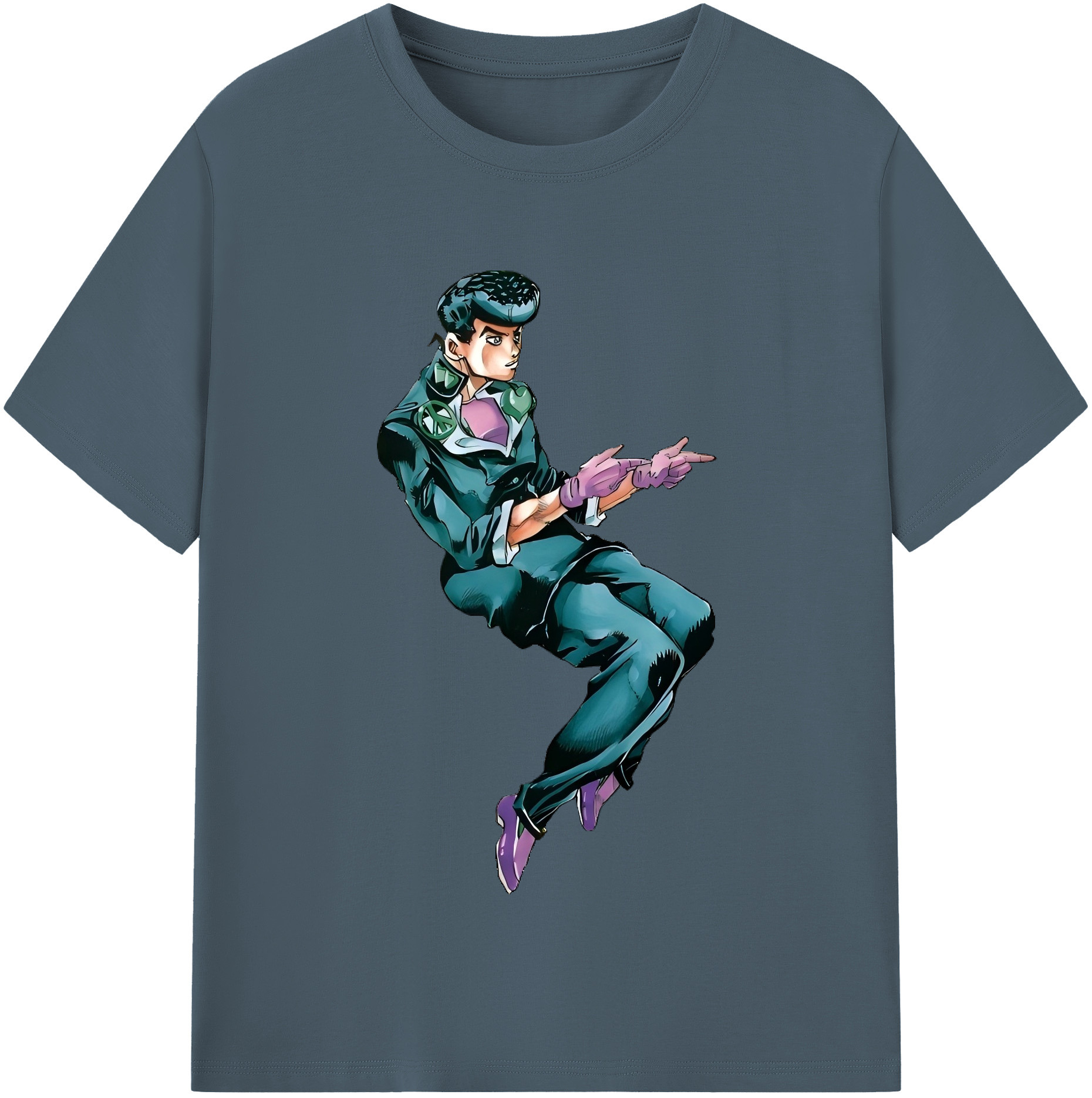 （画像用） ジョジョの奇妙な冒険 ひがしかた じょうすけ JoJo's Bizarre Adventure Higashikata Josuke 綿100％半袖Tシャツ（フロントプリント）